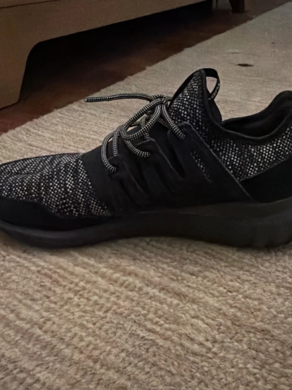 adidas Black & White Knit Running Sneakers